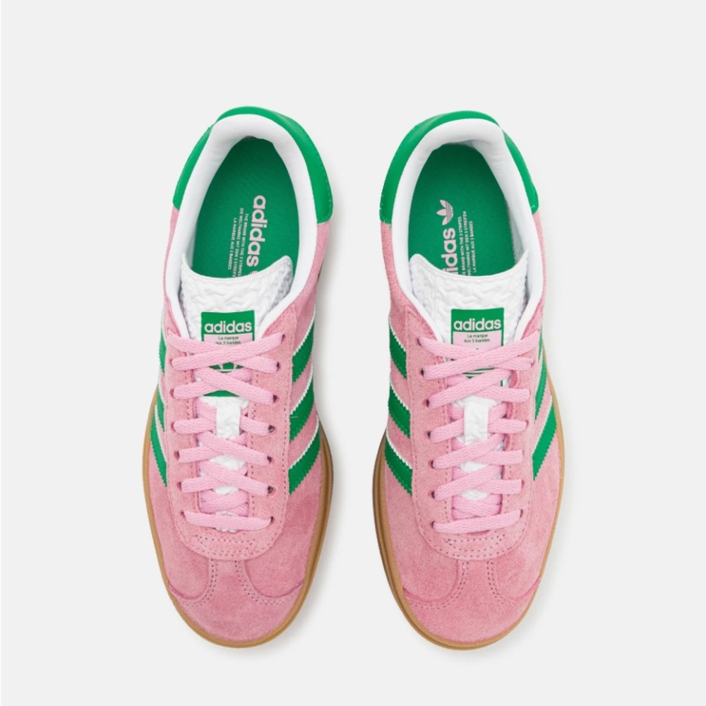 Adidas bold gazelles with pink and green women’s size 9.5